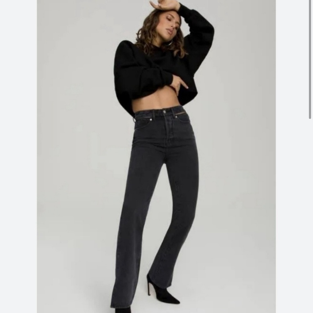 Good American ankle slit cutout jeans 0/25